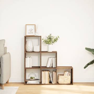  Room Divider Bookcase 3-Tier Brown Oak 99x29x99 cm Engineered Wood