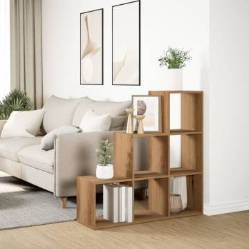  Room Divider Bookcase 3-Tier Artisan Oak 99x29x99 cm Engineered Wood