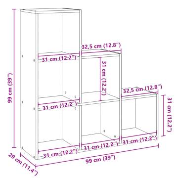  Room Divider Bookcase 3-Tier Artisan Oak 99x29x99 cm Engineered Wood