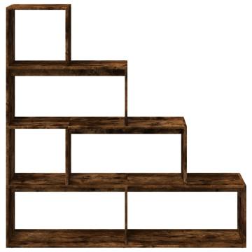  Room Divider Bookcase 4-Tier Smoked Oak 143.5x29x143.5 cm Engineered Wood