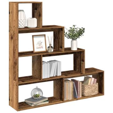  Room Divider Bookcase 4-Tier Old Wood 143.5x29x143.5 cm Engineered Wood