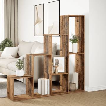  Room Divider Bookcase 4-Tier Old Wood 143.5x29x143.5 cm Engineered Wood