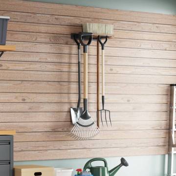  Garden Tool Storage Rack Wall Mounted Black Steel