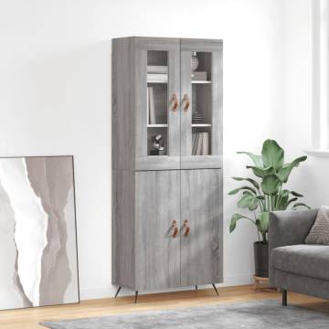 Highboard Grey Sonoma 69.5x34x180 cm Engineered Wood