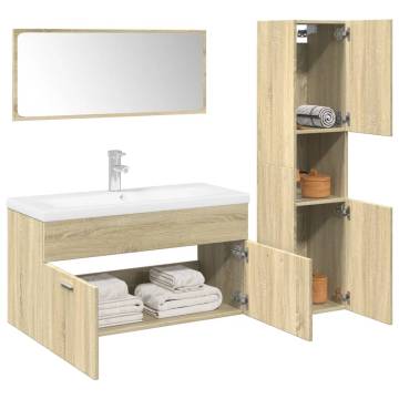  3 Piece Bathroom Furniture Set Sonoma Oak Engineered Wood