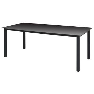 Garden Table Black 190x90x74 cm Aluminium and Glass