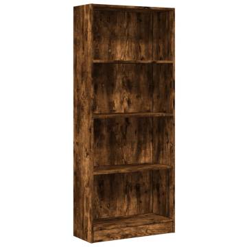  Bookcase Smoked Oak 60x24x143 cm Engineered Wood