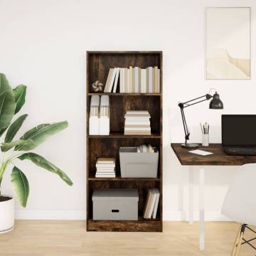  Bookcase Smoked Oak 60x24x143 cm Engineered Wood