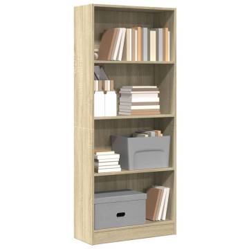  Bookcase Sonoma Oak 60x24x143 cm Engineered Wood