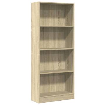  Bookcase Sonoma Oak 60x24x143 cm Engineered Wood