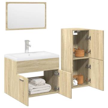  3 Piece Bathroom Furniture Set Sonoma Oak Engineered Wood