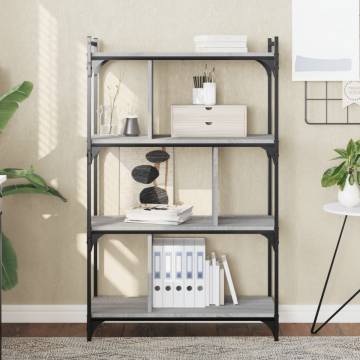 Bookcase 4-Tier Grey Sonoma 76x32x123 cm Engineered Wood