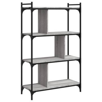 Bookcase 4-Tier Grey Sonoma 76x32x123 cm Engineered Wood