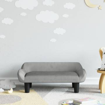  Kids Sofa Light Grey 70x40x24 cm Velvet