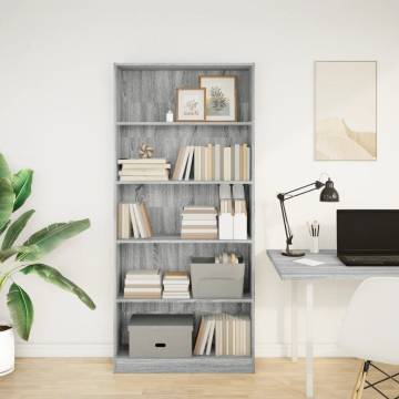  Bookcase Grey Sonoma 80x24x176 cm Engineered Wood