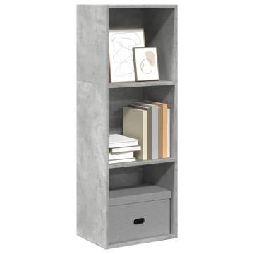  Bookcase Concrete Grey 40x30x114 cm Engineered Wood