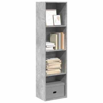  Bookcase Concrete Grey 40x30x152 cm Engineered Wood