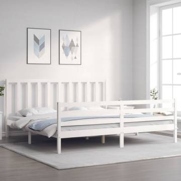 Bed Frame with Headboard White 200x200 cm Solid Wood