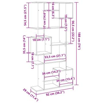  Book Cabinet Black 92x29x188 cm Engineered Wood