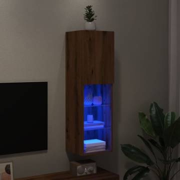  TV Cabinet with LED Lights Artisian Oak 30.5x30x102 cm