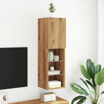  TV Cabinet with LED Lights Artisian Oak 30.5x30x102 cm