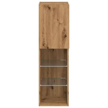  TV Cabinet with LED Lights Artisian Oak 30.5x30x102 cm