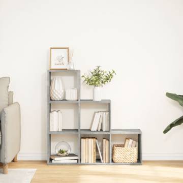  Room Divider Bookcase 3-Tier Concrete Grey 99x29x99 cm Engineered Wood