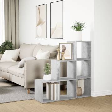  Room Divider Bookcase 3-Tier Concrete Grey 99x29x99 cm Engineered Wood