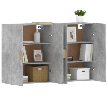 Wall Mounted Cabinets 2 pcs Concrete Grey Engineered Wood