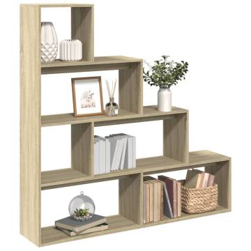  Room Divider Bookcase 4-Tier Sonoma Oak 143.5x29x143.5 cm Engineered Wood