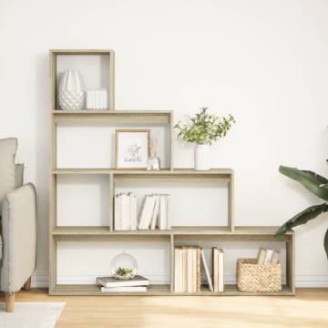  Room Divider Bookcase 4-Tier Sonoma Oak 143.5x29x143.5 cm Engineered Wood