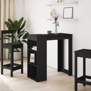  Bar Table with Racks Black 102x50x103.5 cm Engineered Wood