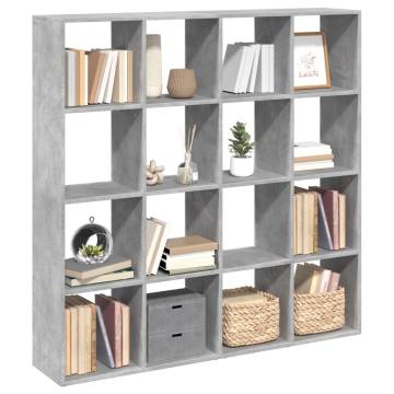  Book Cabinet Concrete Grey 137.5x29x137.5 cm Engineered Wood