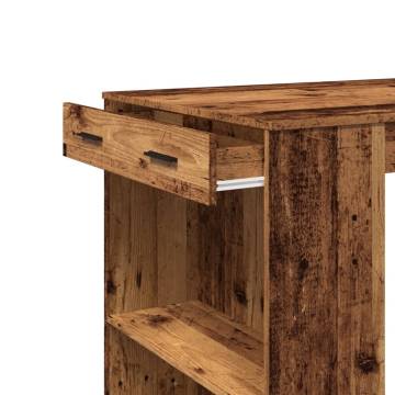  Bar Table Old Wood 102x70x103.5 cm Engineered Wood