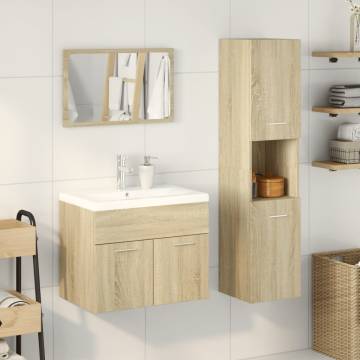  3 Piece Bathroom Furniture Set Sonoma Oak Engineered Wood