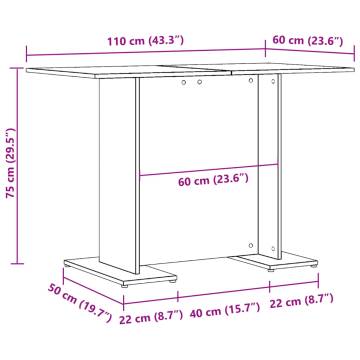  Dining Table Old Wood 110x60x75 cm Engineered Wood