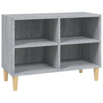  TV Cabinet with Solid Wood Legs Grey Sonoma 69.5x30x50 cm