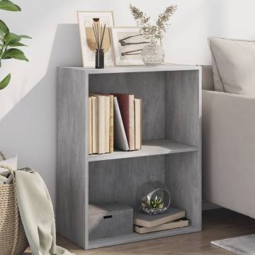  2-Tier Book Cabinet Concrete Grey 60x30x76.5 cm Engineered Wood