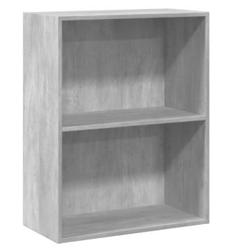  2-Tier Book Cabinet Concrete Grey 60x30x76.5 cm Engineered Wood