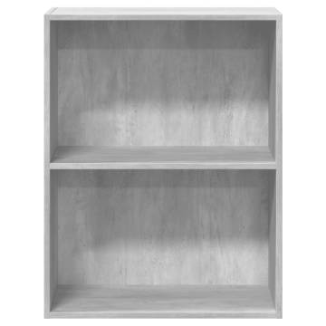  2-Tier Book Cabinet Concrete Grey 60x30x76.5 cm Engineered Wood