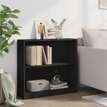  Bookshelf Black 80x24x75 cm Engineered Wood