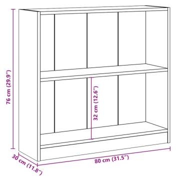  Bookshelf Black 80x24x75 cm Engineered Wood