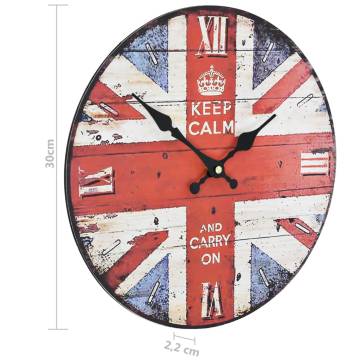  Vintage Wall Clock UK 30 cm