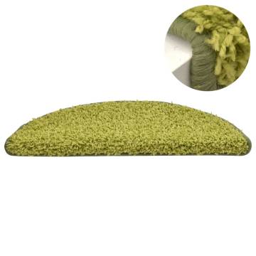  Carpet Stair Treads 15 pcs Green 56x17x3 cm