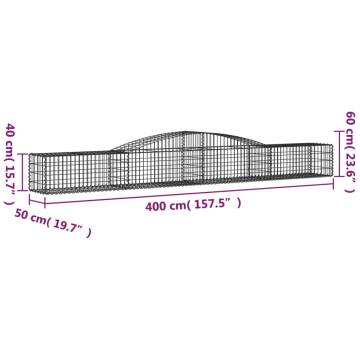 Arched Gabion Baskets 4 pcs 400x50x40/60 cm Galvanised Iron