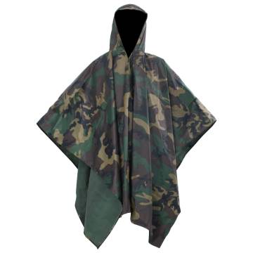 Waterproof Army Rain Poncho for CampingHiking Camouflage