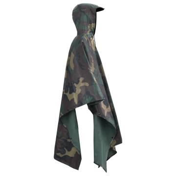 Waterproof Army Rain Poncho for CampingHiking Camouflage