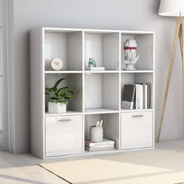 Book Cabinet High Gloss White 98x30x98 cm Engineered Wood