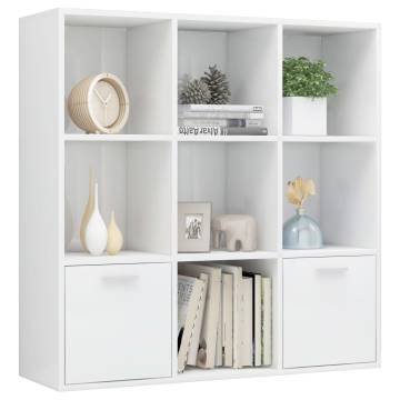 Book Cabinet High Gloss White 98x30x98 cm Engineered Wood