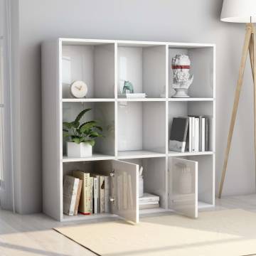 Book Cabinet High Gloss White 98x30x98 cm Engineered Wood